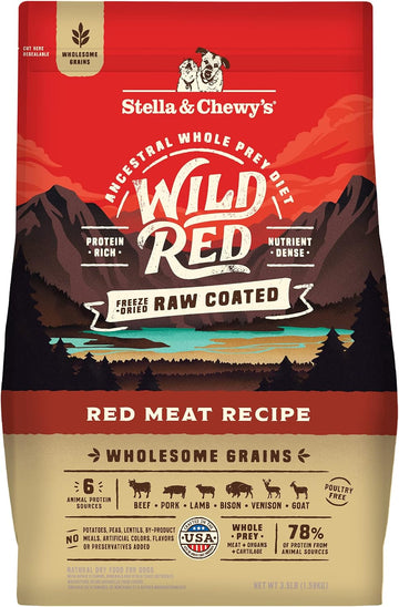 Stella & Chewy'S Wild Red Dry Dog Food Raw Coated High Protein Wholesome Grains Red Meat Recipe, 3.5 Lb. Bag