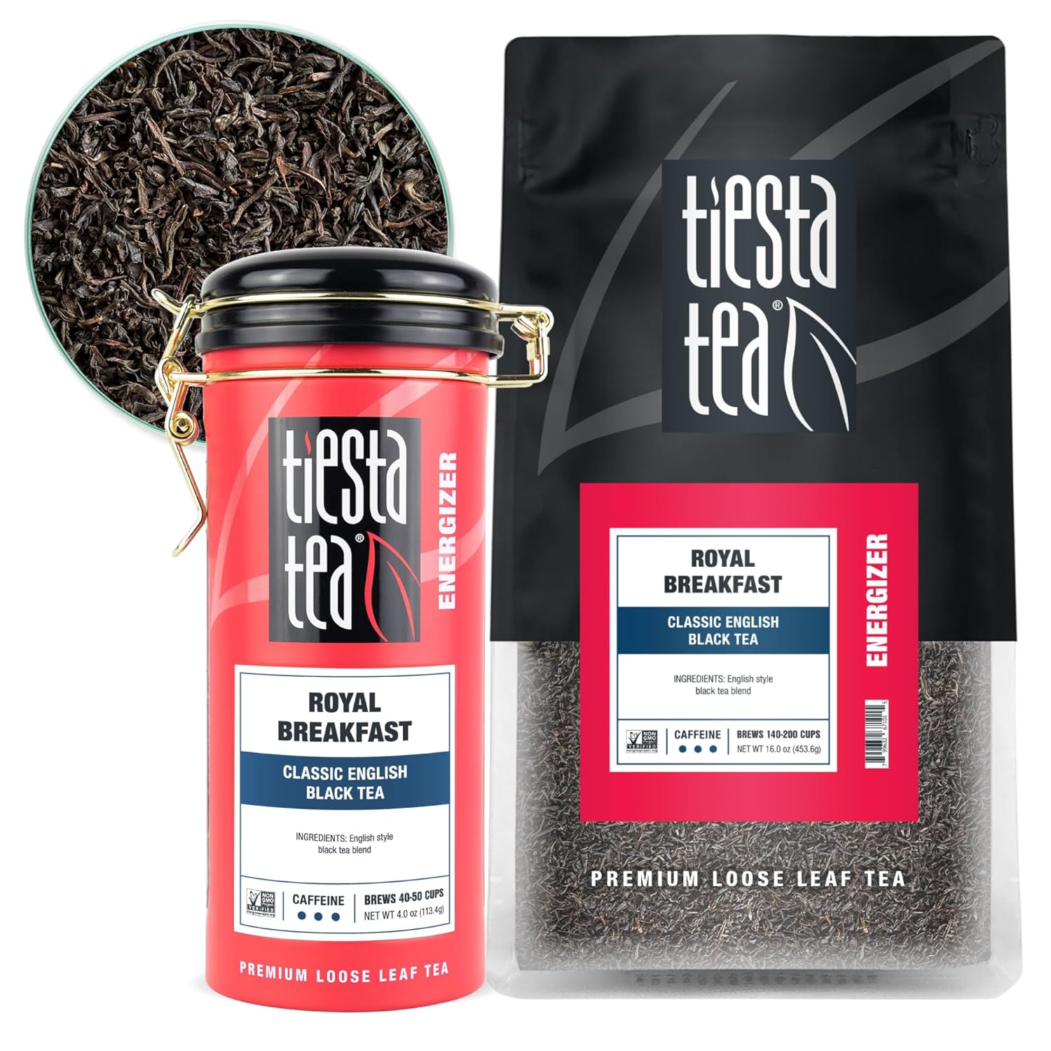 Tiesta Tea - Royal Breakfast | Classic English Black Tea | Premium Loose Leaf Tea Blends | High Caffeine Hot & Iced Tea | Brews Up To 50 Cups - 16Oz Bulk Pouch & Refillable 4Oz Tin Combo