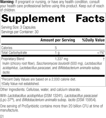 Standard Process Prosynbiotic - Whole Food Bowel, Immune Support, Digestion And Digestive Health With Bifidobacterium, Chicory Root, Lactobacillus Acidophilus, And Inulin - Vegetarian - 90 Capsules