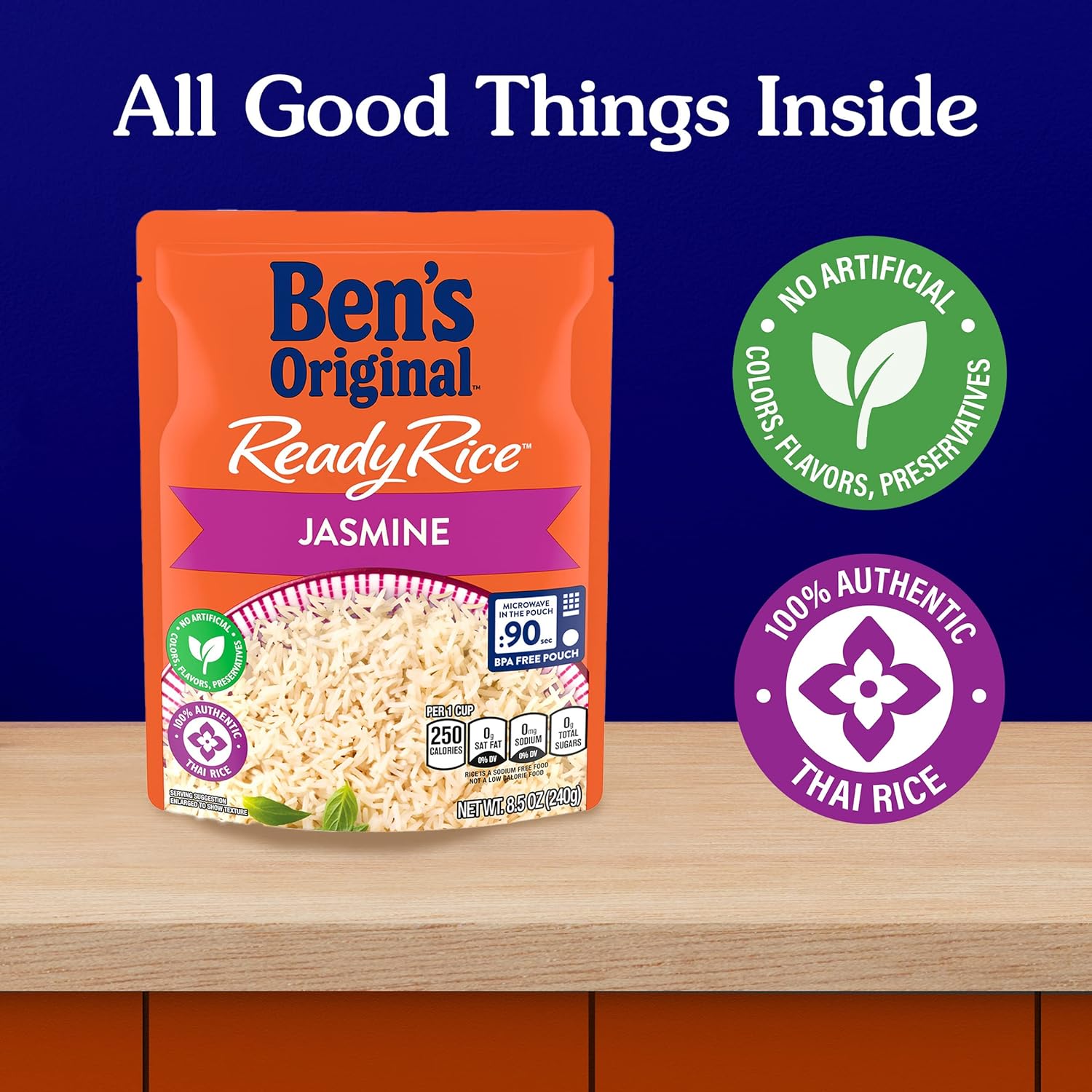 BEN'S ORIGINAL Ready Rice Jasmine Rice, Easy Dinner Side, 8.5 OZ Pouch (Pack of 12) : Everything Else