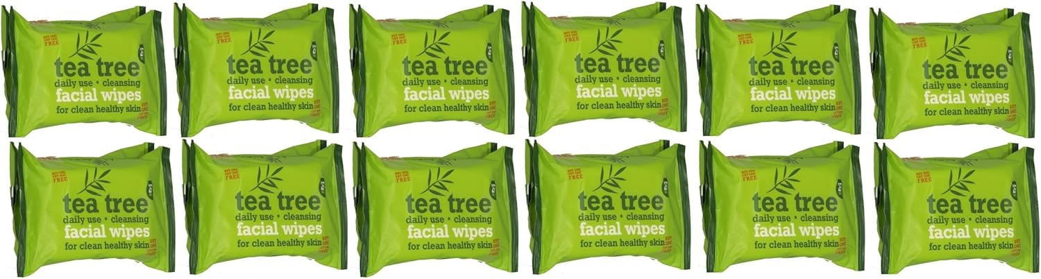 Tea Tree Daily Cleasing Facial Wipes For Clean & Healthy Skin (Twin Pack) Twelve Pack