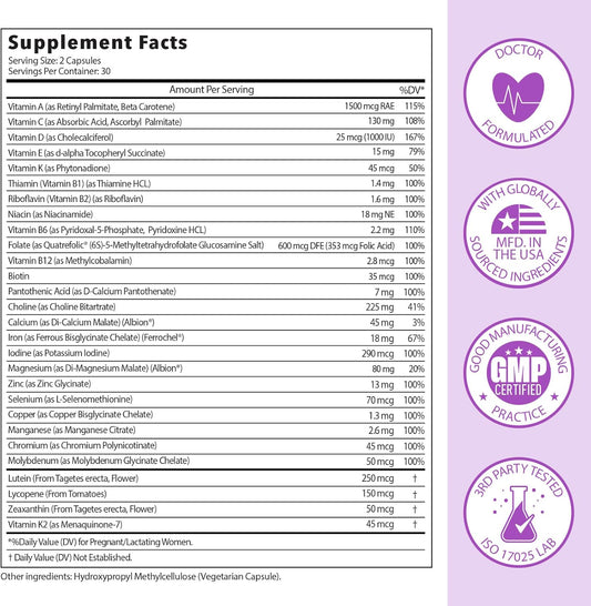 Premom Prenatal Vitamins for Women - Conception for Her Multivitamin: 27 Nutrients, Includes Methyl Folate + Choline + Iron, Traceable Ingredients, Fertility Supplements for Women, Vegan, Non-GMOs