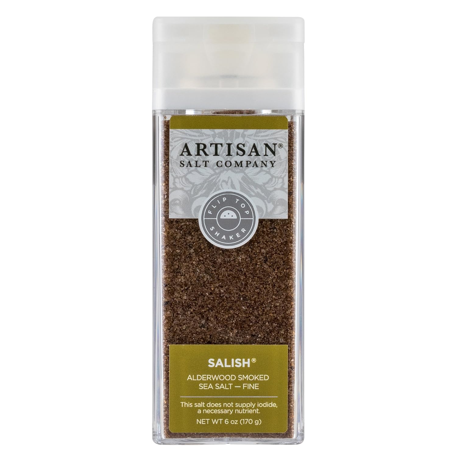 Artisan Salt Company Salish Alderwood Smoked Sea Salt, Fine Grain, Shaker Jar, 6 Ounce