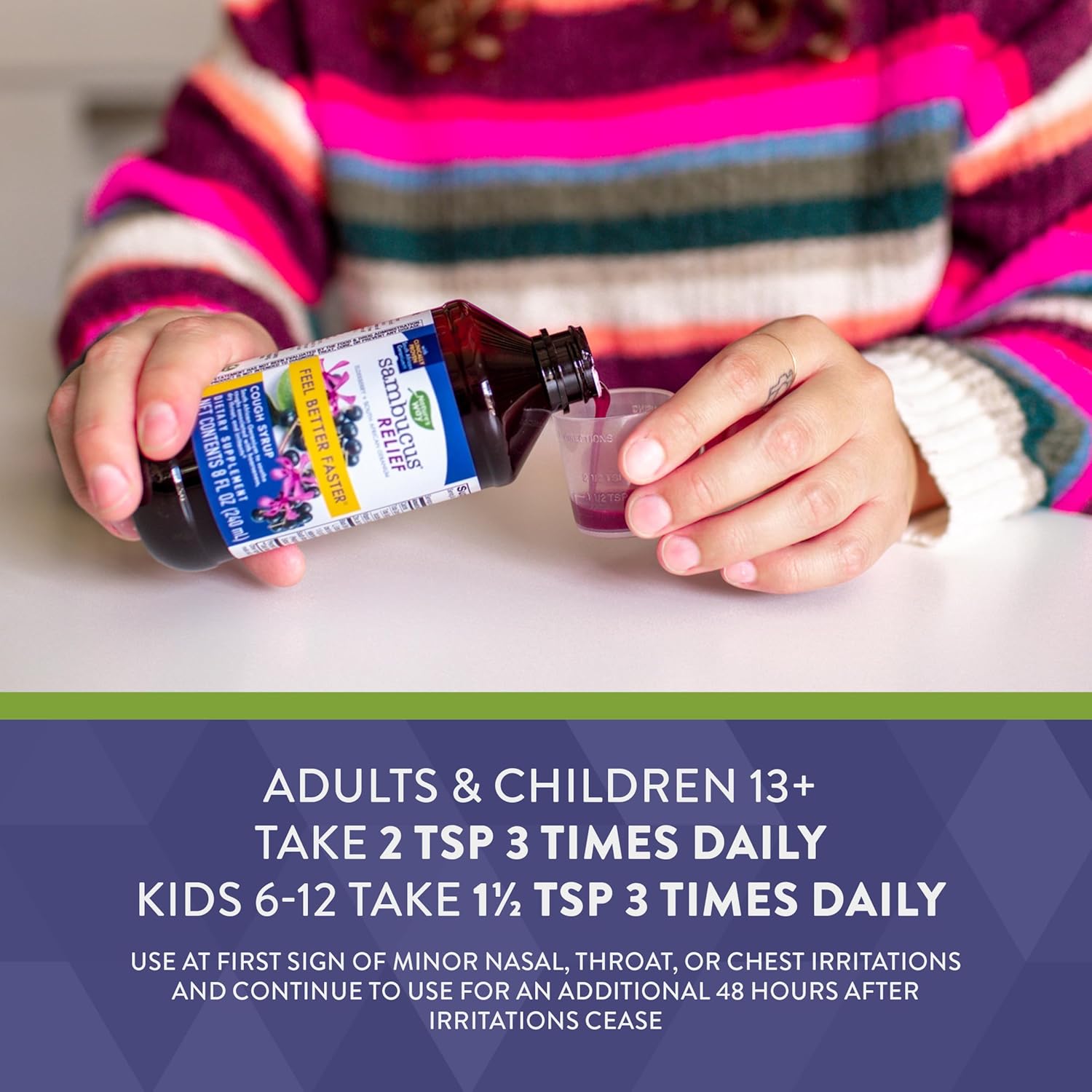 Nature's Way Sambucus Relief Cough Syrup with Elderberry, Vitamin C, Zinc and South African Geranium, Immune Support*, 8 Fl. Oz. : Health & Household