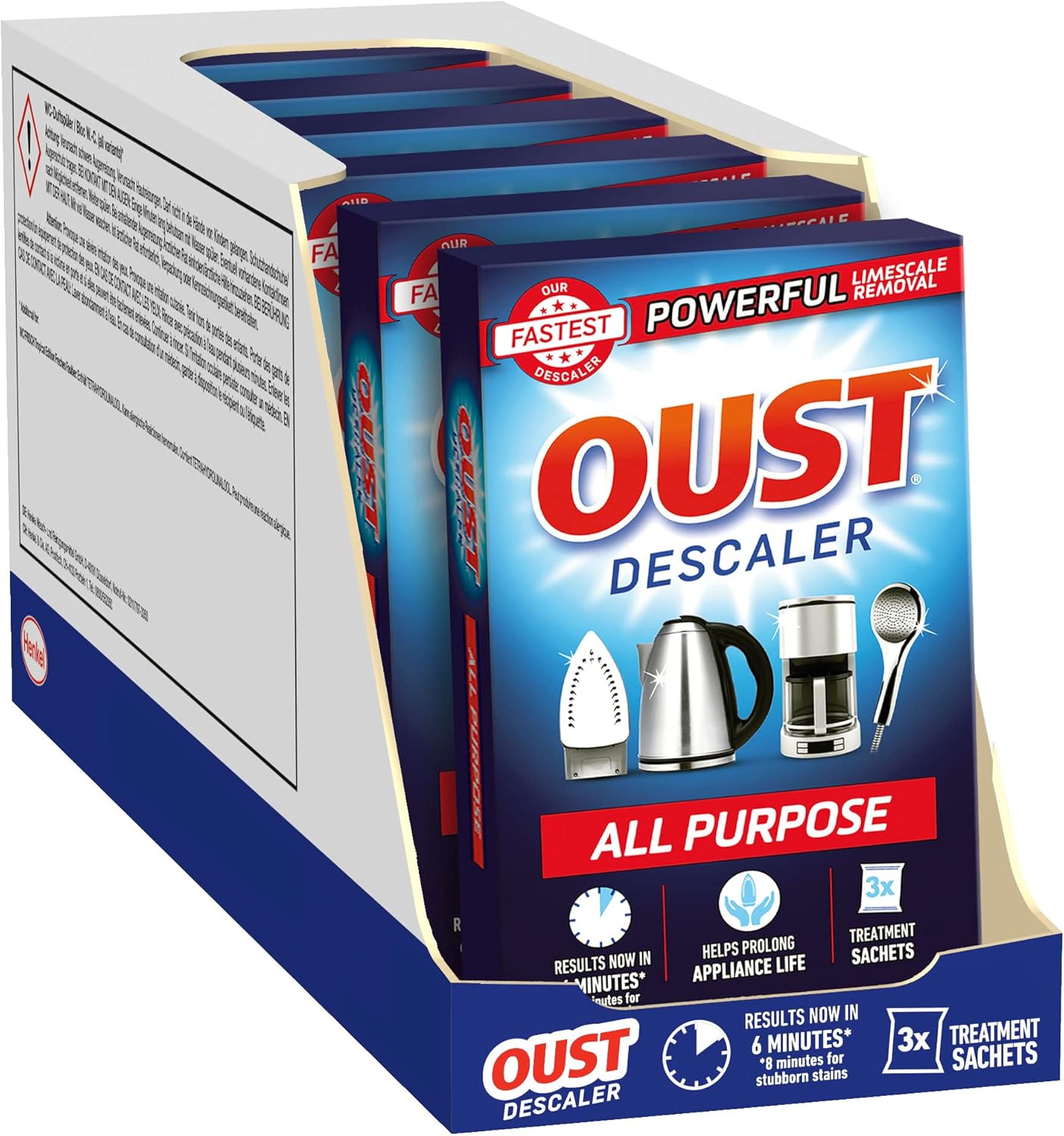 Oust Powerful All Purpose Descaler, Limescale Remover – Ideal For Kettles, Coffee Machines, Irons And Shower Heads, 3 Sachets X 6 (18 Sachets Total)
