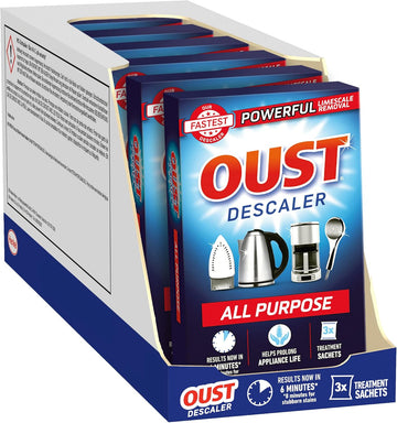 Oust Powerful All Purpose Descaler, Limescale Remover – Ideal For Kettles, Coffee Machines, Irons And Shower Heads, 3 Sachets X 6 (18 Sachets Total)