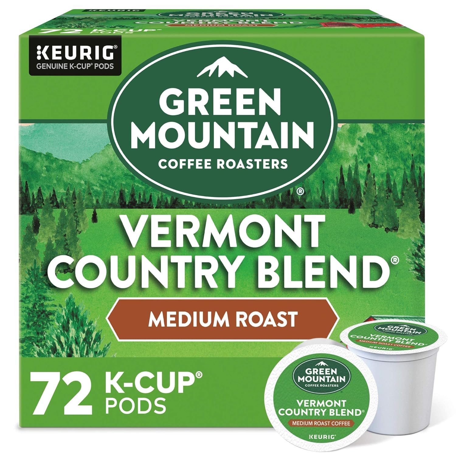 Green Mountain Coffee Roasters Vermont Country Blend Keurig Single-Serve K-Cup Pods, Medium Roast Coffee, 72 Count (6 Packs of 12)