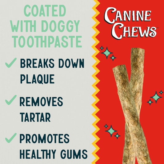 Canine Chews Fresh Breath Small Dog Dental Chew Toy Rawhide 5" Munchy Sticks Extra Dental Care Dental Coated for Fresh Breath (100 Pack)