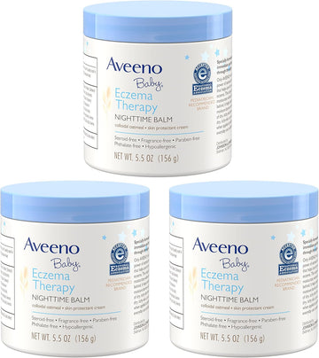 Aveeno Baby Eczema Therapy Nighttime Balm, With Natural Colloidal Oatmeal And Dimethicone For Dry Skin And Baby Eczema Relief, 5.5 Oz (Pack Of 3)