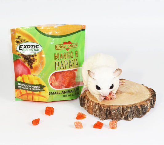 Mango & Papaya Treat (4.5 Oz.) - Healthy Treat For Small Animals - Sugar Gliders, Rats, Chinchillas, Ferrets, Parrots, Hamsters, Squirrels, Hedgehogs, Guinea Pigs, Rabbits & Other Small Animals