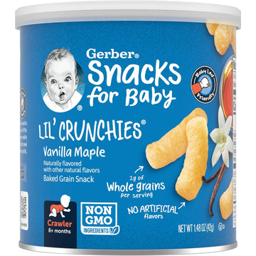 Gerber Snacks for Baby Lil Crunchies Vanilla Maple, 1.48 Oz Can