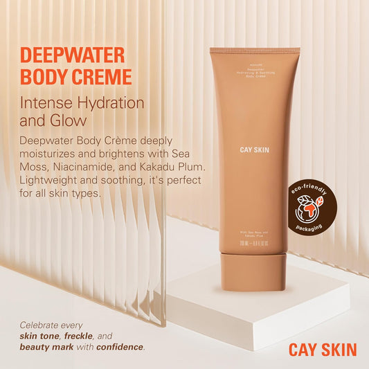 Deepwater Body Cream For Women & Men (6.8 Fl Oz) - Moisturizer W/Sea Moss, Niacinamide, Kakadu Plum, & More - Vegan Hydrating Moisturizer - Lightweight Scented Body Cream For All Skin Types