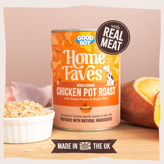 Good Boy Home Faves Grain Free Wet Dog Food Cans, Chicken Casserole, 6 Tins X 395 G