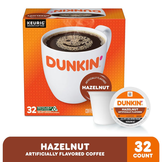Dunkin' Hazelnut Flavored Coffee, 32 Keurig K-Cup Pods