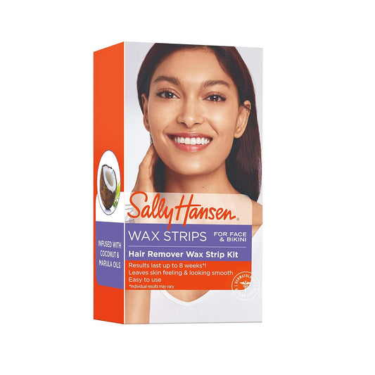 Sally Hansen Wax Strip Kit For Face & Bikini, Easy To Use, Includes 34 Wax Strips, No Microwave Needed