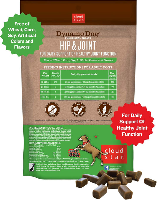 Cloud Star Dynamo Dog Hip & Joint Soft Chew Treats Chicken Formula - Grain Free - 14 Oz (20132)