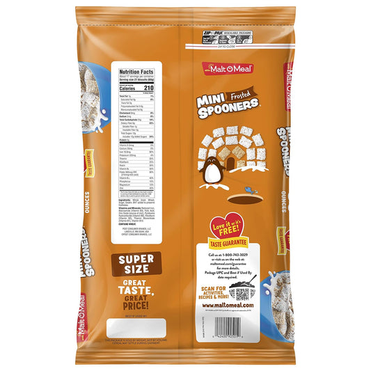 Malt-O-Meal Frosted Mini Spooners® Whole Grain Breakfast Cereal, Frosted Shredded Wheat, 30 Ounce (Pack of 8)