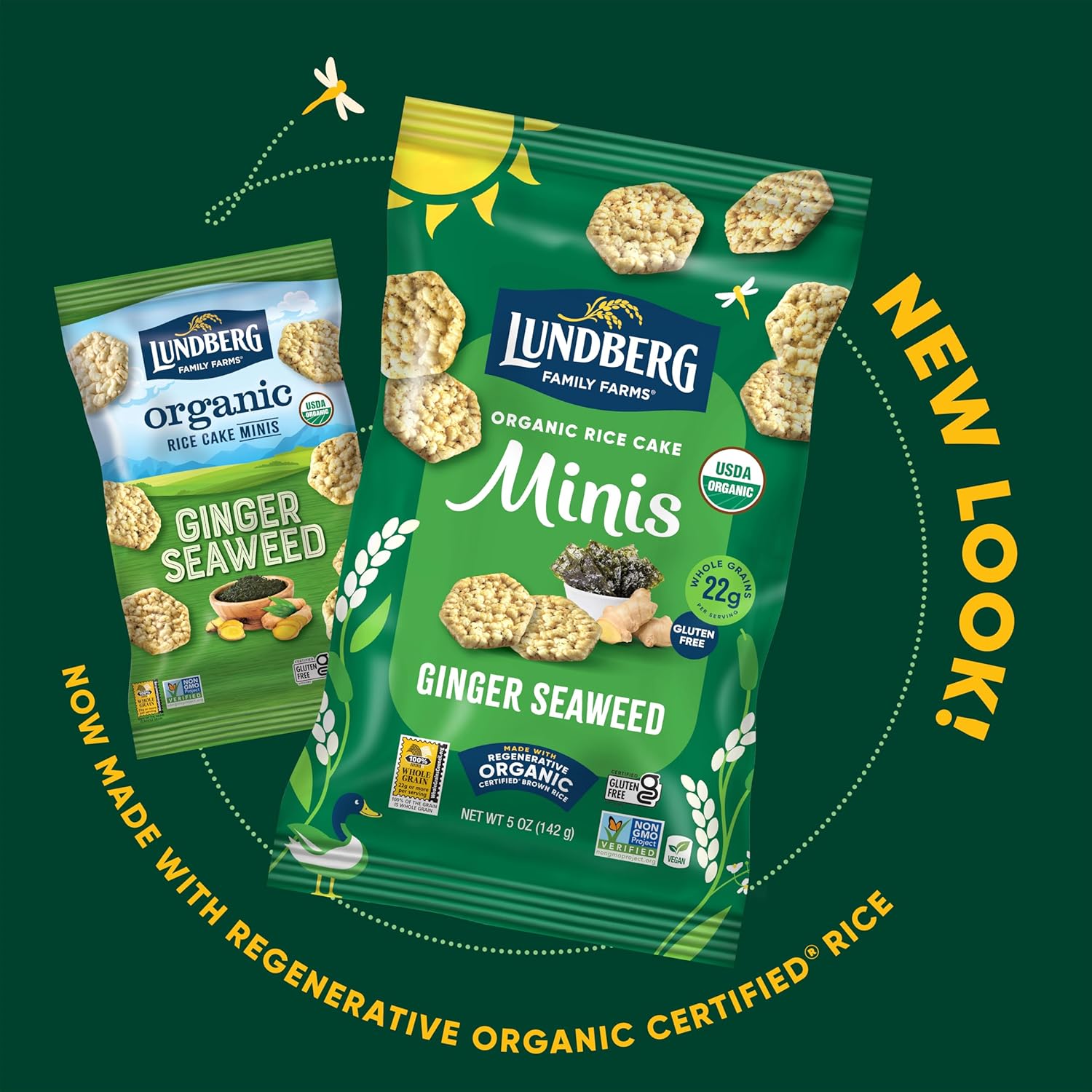 Lundberg Organic Rice Cake Minis, Ginger Seaweed, 6-Pack – Regenerative Organic Certified Mini Rice Cakes, Healthy Snacks, Gluten-Free & Vegan, 5 Oz Ea : Grocery & Gourmet Food