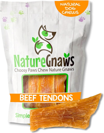 Nature Gnaws Beef Paddywack Tendons For Dogs 5-6" (5 Count) - Long Lasting For Aggressive Chewers - Natural Beef Dog Chew Bones - Rawhide Free