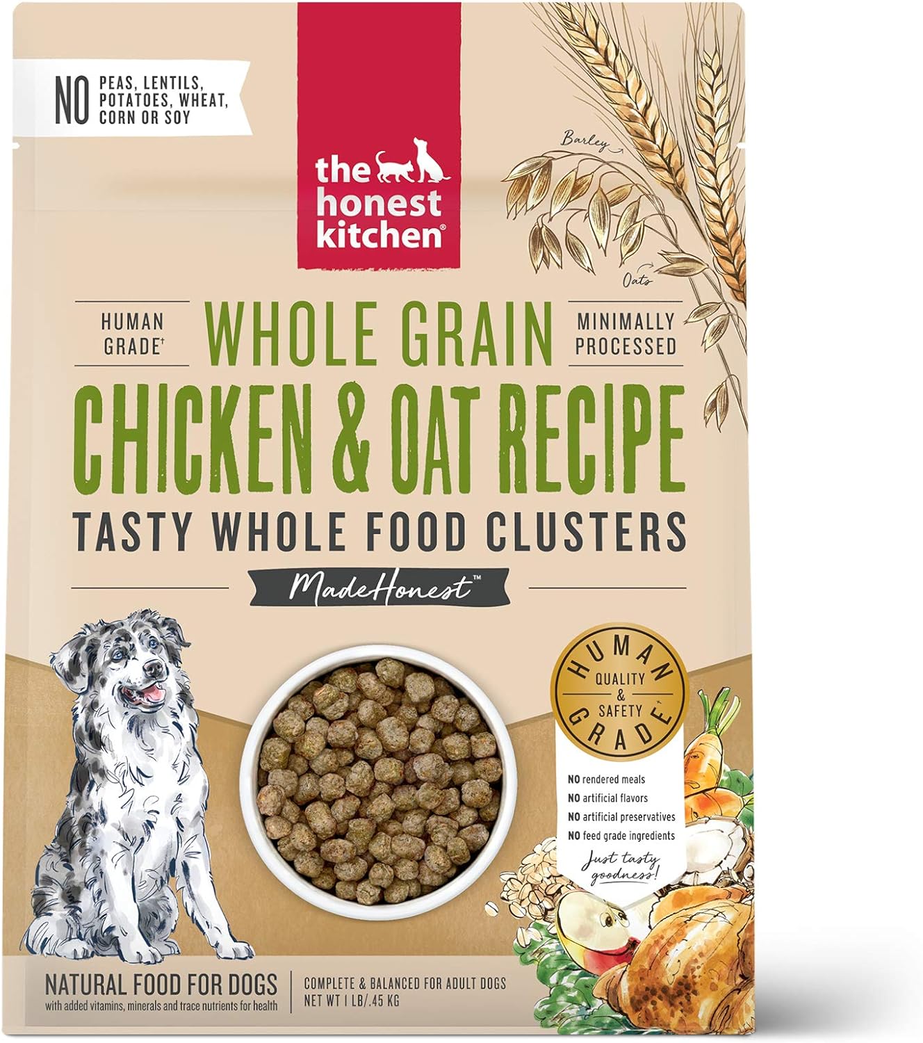 The Honest Kitchen Whole Food Clusters Whole Grain Chicken & Oat Dry Dog Food, 1 lb Bag