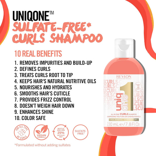 Uniqone - Vegan Sulfate-Free Shampoo For Curly, Wavy, And Coily Hair With 10 Benefits – 230Ml