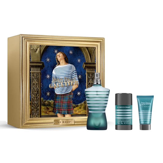 Jean Paul Gaultier Le Male Gift Box For Men (Eau De Toilette Spray 4.2 Fl Oz + Aftershave Balm 1.7 Fl Oz + Deodorant Stick 2.5 Fl Oz) : Beauty & Personal Care