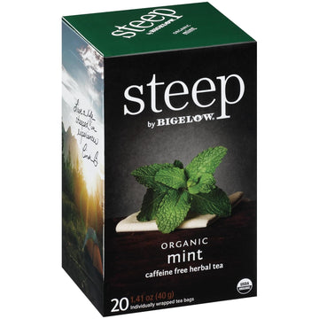 Steep By Bigelow Organic Mint Herbal Tea, Caffeine Free, 20 Count (Pack Of 6), 120 Total Tea Bags