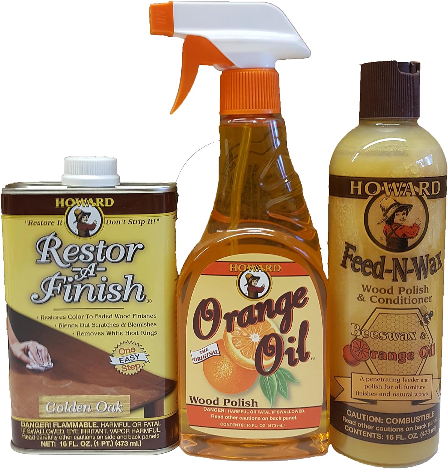 Howard Complete Wood Restoration Kit, Clean, Protect, and Restore Wood Finishes, Wood Floors, Kitchen Cabinets, Wood Furniture - Neutral