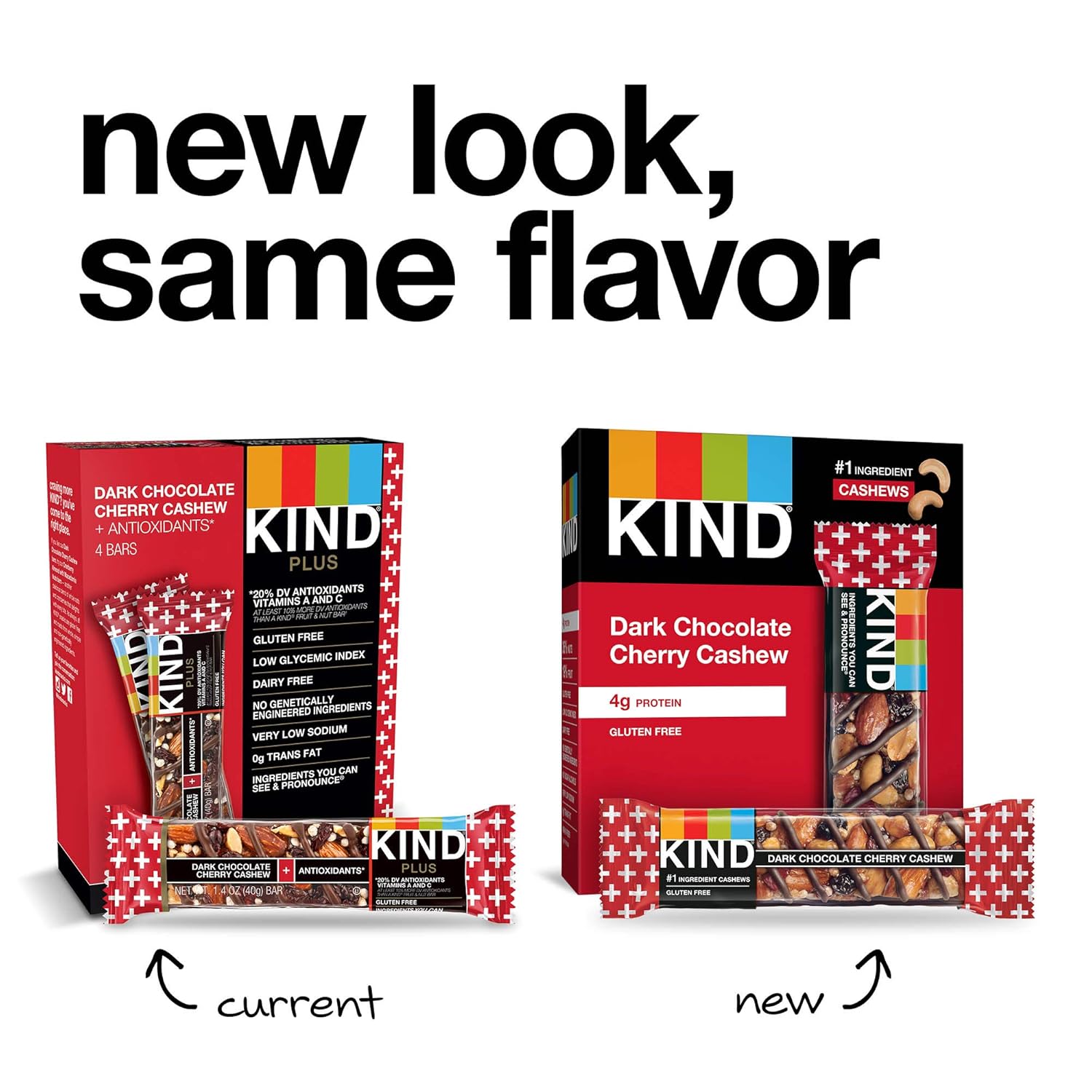 KIND Nut Bars, Dark Chocolate Cherry Cashew, 1.4 Ounce, 60 Count, Gluten Free, Low Glycemic Index, 4g Protein