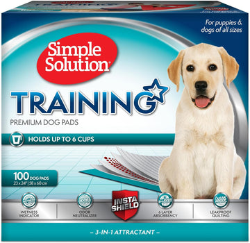 Simple Solution Large Pee Pads For Dogs, Xl Puppy Potty Training Wee Wee Pad, 6 Layers Thick, Instashield Absorbent, Attracts Dogs, Leak Proof, Odor Neutralizing, Disposable, Large 23"X24", 100 Count