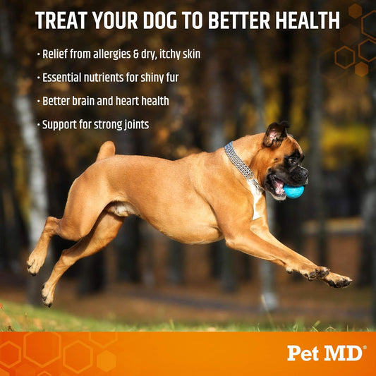 Pet Md Salmon Oil Omega 3 For Dogs - Advanced Allergy & Itch Relief For Dogs - Omega 3 & 6, Epa & Dha, Fish Oil Omega 3 Soft Chews - 120 Count