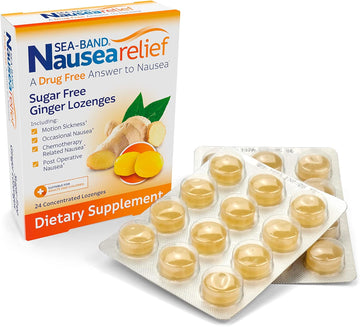 Sea-Band Ginger Lozenges, Drug And Sugar Free, For Motion Sickness And Nausea Relief
