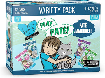 Weruva B.F.F. Play - Best Feline Friend Paté Lovers, Aw Yeah!, Paté Jamboree! Variety Pack, 3Oz Pouch (Pack Of 12)