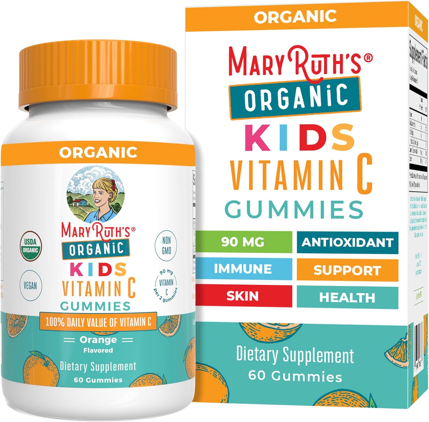 Maryruth Organics Kids Vitamin C Gummies | Supplement For Immune Support & Overall Health |Immune Support Supplement | Vitamin C For Kids Ages 4+ | Vegan | Non-Gmo | 60 Servings