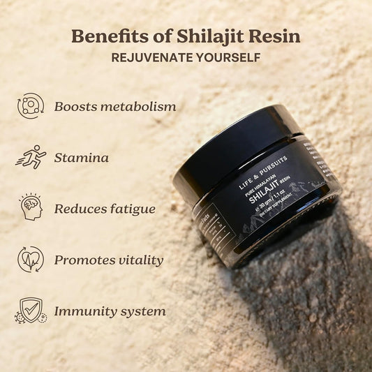 Life & Pursuits Pure Himalayan Shilajit Resin, 1.1 Oz | Rich In Fulvic Acid, Trace Minerals | Dietary Supplement For Men And Women | Natural Golden Grade | 60 Days Supply (1.1 Ounce)