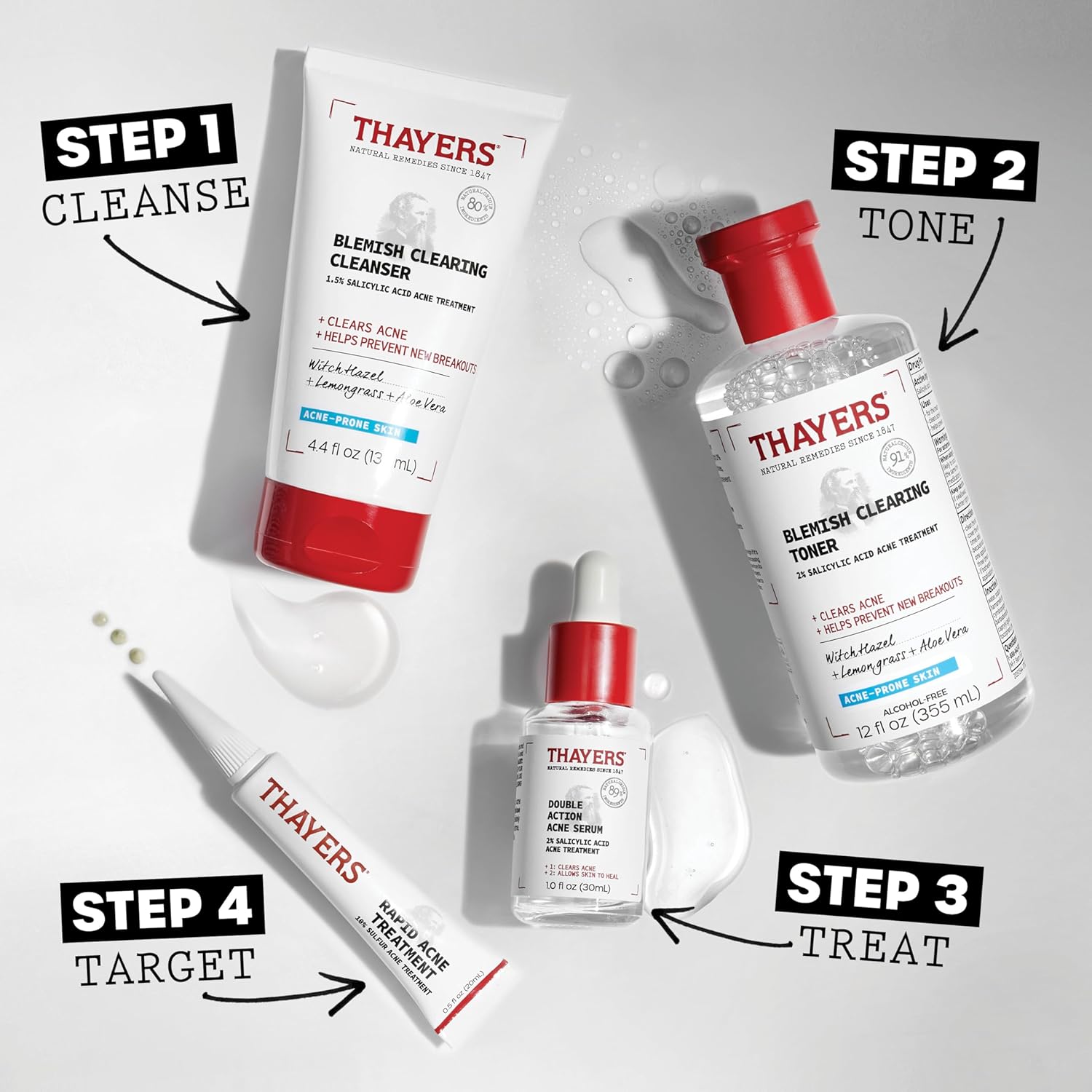 Thayers Double Action Acne Serum with Salicylic Acid, Acne Treatment Face Serum with 2% Salicylic Acid and Niacinamide, Soothing and Non-Stripping Skin Care, 1 Fl Oz : Beauty & Personal Care