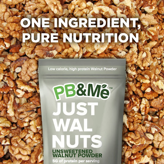 Pb&Me Just Nuts Powdered Walnut Butter - Gluten Free Keto Food, Vegan, Low Fat Protein Source, No Sugar Added - Emergency Food, Nut Butter Bulk Food, High Protein Snacks - Bulk Size 2 Lbs