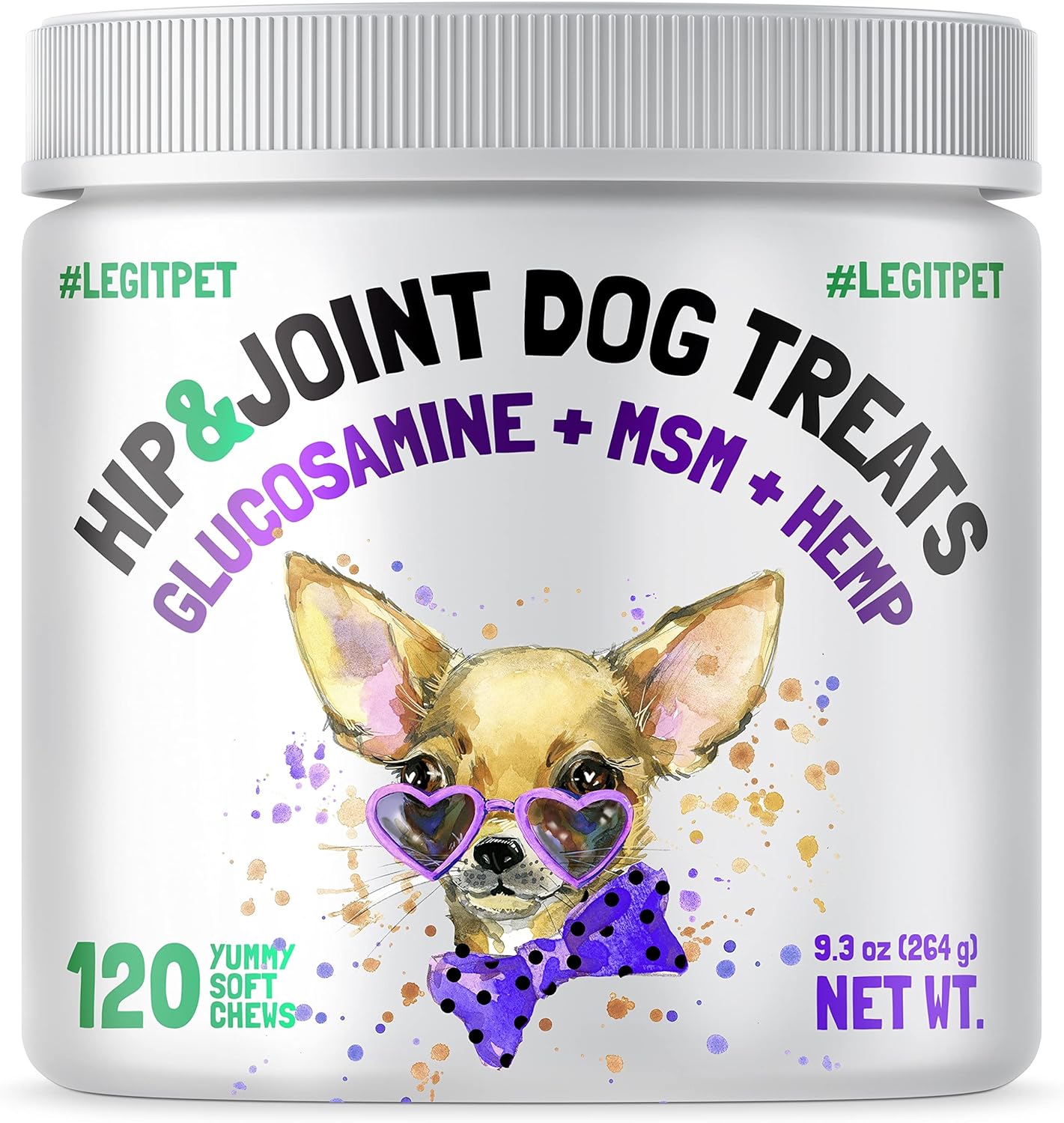 Hemp Hip & Joint Supplement for Dogs 120 Soft Chews Made in USA Functional Glucosamine for Dogs Chondroitin MSM Turmeric Hemp Seed Oil Natural Pain Relief Mobility Advanced Joint Health For All Breeds