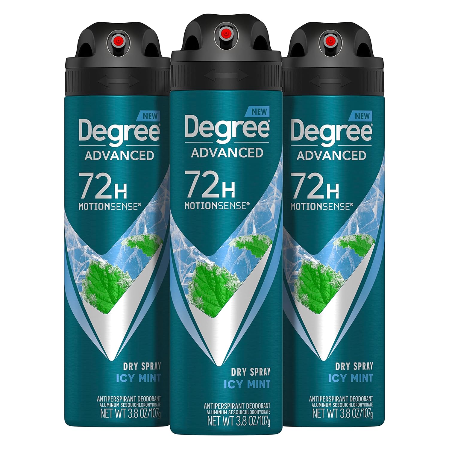 Degree Men Advanced Antiperspirant Deodorant Dry Spray Icy Mint 3 Count 72-Hour Sweat and Odor Protection Deodorant For Men With MotionSense Technology 3.8 oz