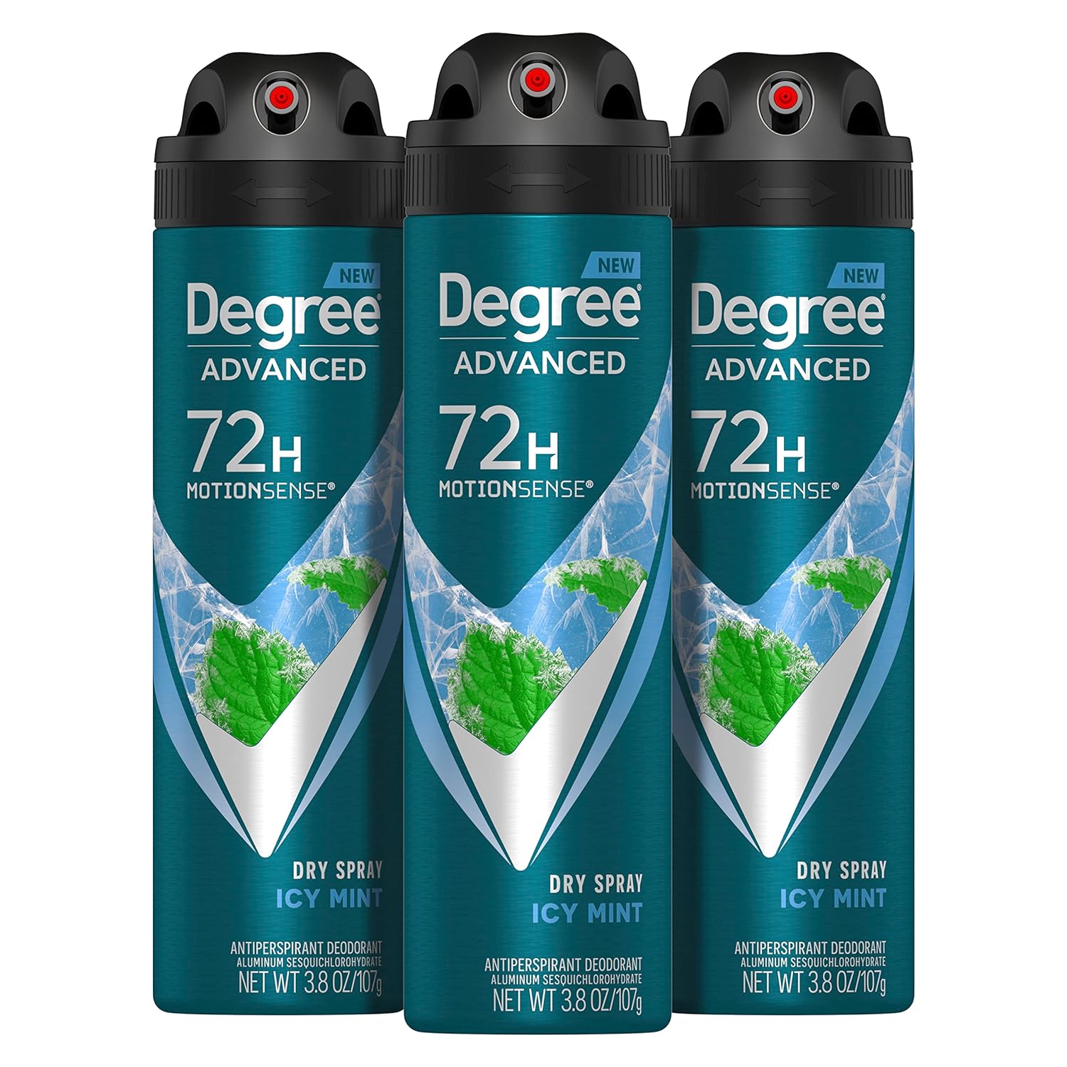 Degree Men Advanced Antiperspirant Deodorant Dry Spray Icy Mint 3 Count 72-Hour Sweat And Odor Protection Deodorant For Men With Motionsense Technology 3.8 Oz