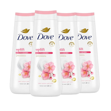 Dove Body Wash 4 Count For 24Hr Lotion-Soft Skin Uplift Sakura Blossom And Yuzu Moisturizing Skin Cleanser With No Sulfates No Parabens