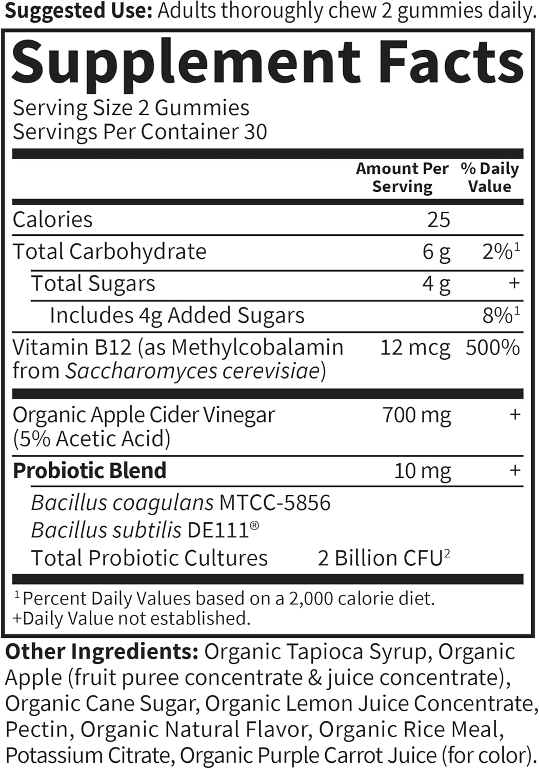 Garden Of Life Apple Cider Vinegar Probiotic Gummies Usda Organic Acv Gummy Vitamins, 2 Billion Cfus, Whole Food Vitamin B12-60 Vegan, Non-Gmo Gummies For Digestion & Immunity : Health & Household