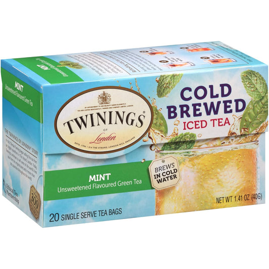 Twinings Mint Green Cold Brewed Iced Tea Bags, 20 Count (Pack Of 6)