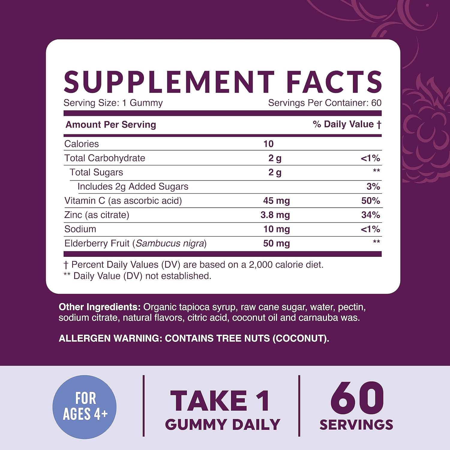 Elderberry Gummies for Kids | 3-in-1 Healthy Immune Support with Vitamin C & Zinc | for Ages 4+ | Designed for Ultimate Health & Wellness | Gluten-Free, Non-GMO, Natural Flavors | 60 Gummies : Health & Household