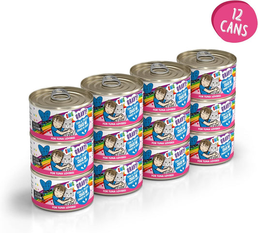 Weruva B.F.F. Omg - Best Feline Friend Oh My Gravy!, Tuna & Chicken Chase Me With Tuna & Chicken, 2.8Oz Can (Pack Of 12)