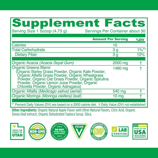 Zhou Nutrition Usda Organic Supergreens Powder, Superfood Smoothie Juice Mix, Spirulina, Chlorella, Wheatgrass, Kale, Fiber, Immune And Energy Support, Vegan, Non-Gmo, 30 Servings