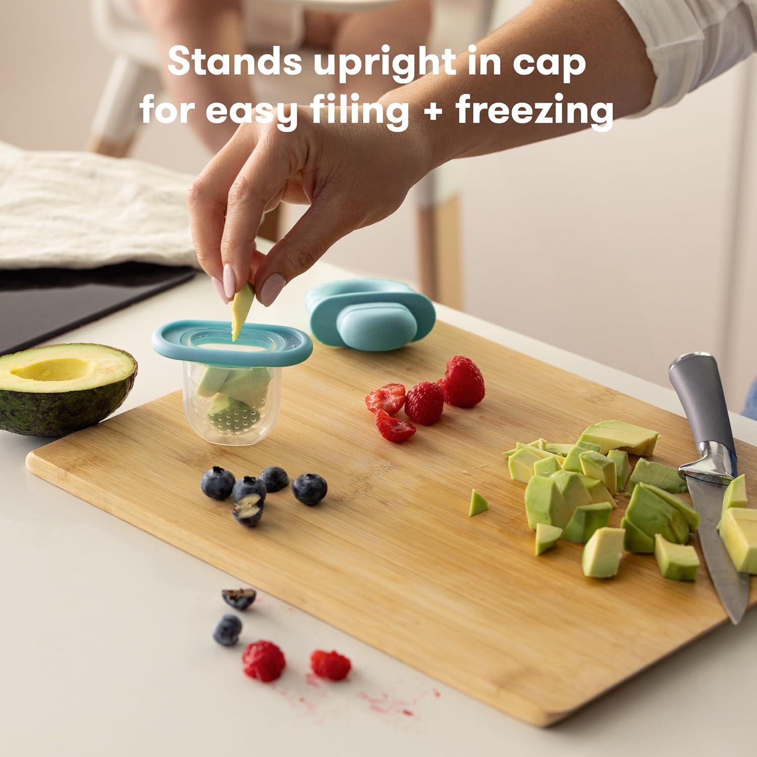 Frida Baby Push Pop Feeder, Baby Fruit Feeder, Baby Fruit Food Feeder to Safely Introduce New Foods, Fresh + Frozen Food Silicone Feeder for Babies, BPA Free, Dishwasher Safe | 3 Count, Blue : Baby