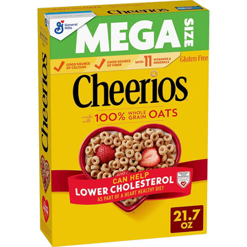 Cheerios Cereal, Limited Edition Happy Heart Shapes, Heart Healthy Cereal With Whole Grain Oats, Mega Size, 21.7 oz