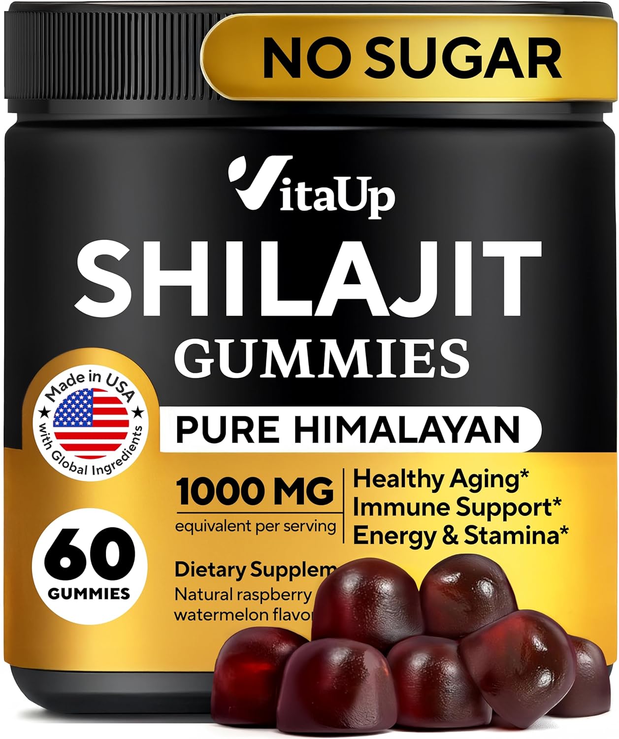 Himalayan Shilajit Gummies For Men & Women - Pure Shilajit For Men Gummies - Sugar Free Gummy Supplements With Fulvic Acid - Healthy Aging, Immune & Energy Support - 60 Count