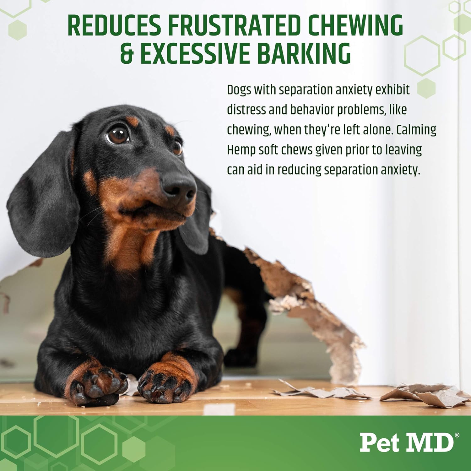 Pet MD Calming Chews for Dogs - Dog Calming Treats with Hemp & Melatonin - Calming, Anxiety Relief, & Separation Relaxant with Chamomile & L-Tryptophan - 120 CT : Pet Supplies